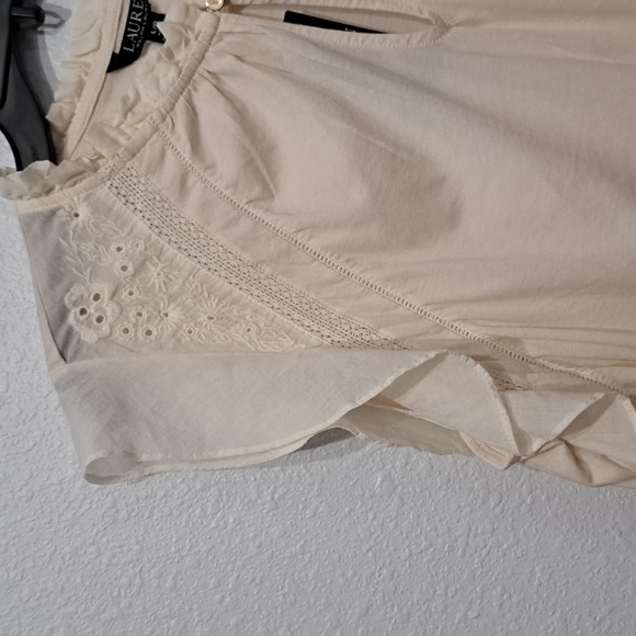 Lauren Ralph Lauren Mascarpone Cream Jersey Flutter-Sleeve Women Blouse - Picture 7 of 10